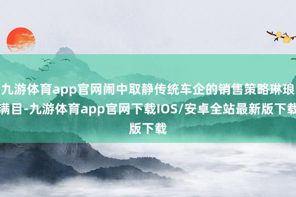 九游体育app官网闹中取静传统车企的销售策略琳琅满目-九游体育app官网下载IOS/安卓全站最新版下载